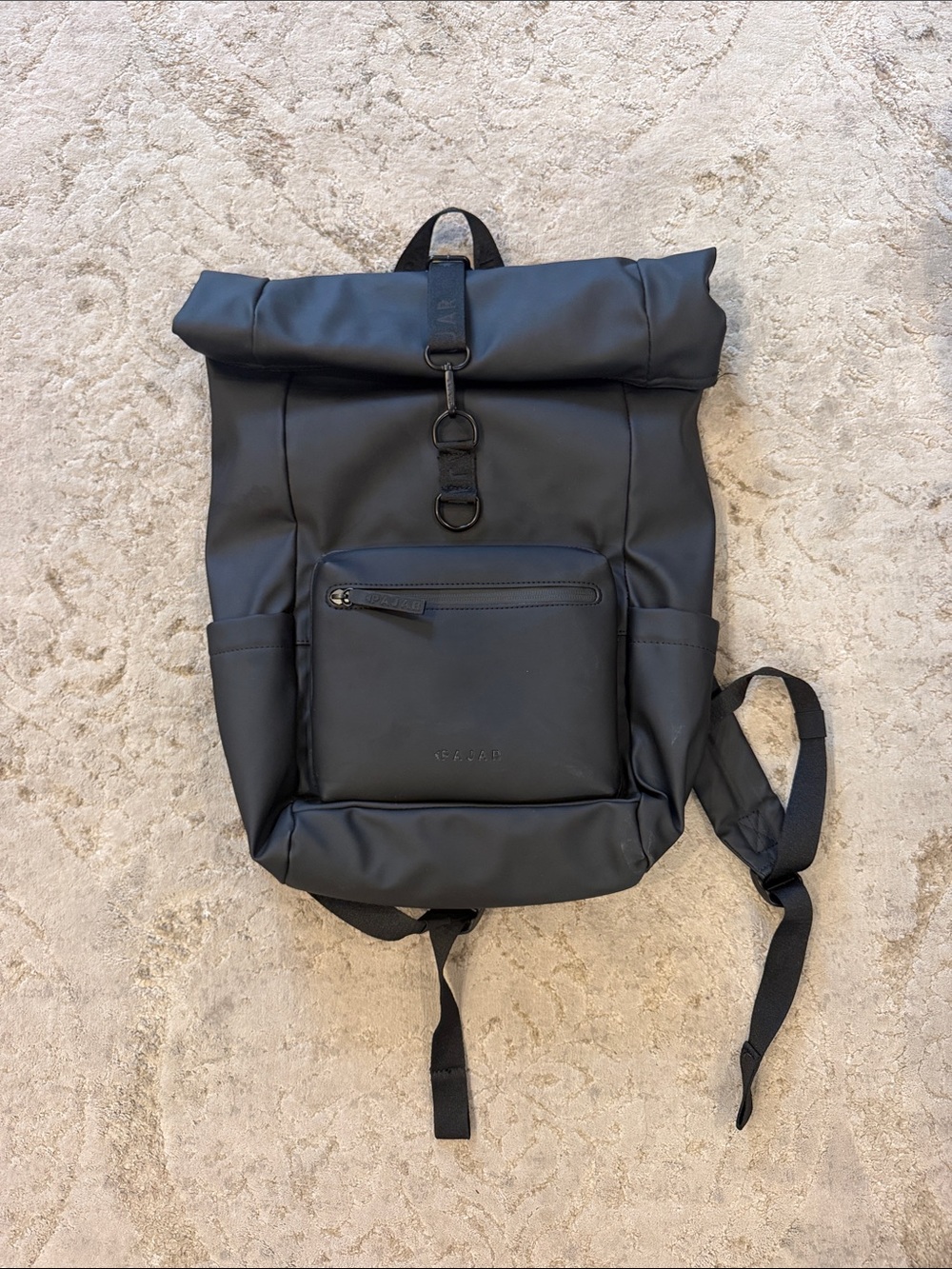 Pajar Black Roll-Top Backpack with Front Zip Pocket
